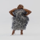 Ostrich Feather Strapless Maxi Dress image number null