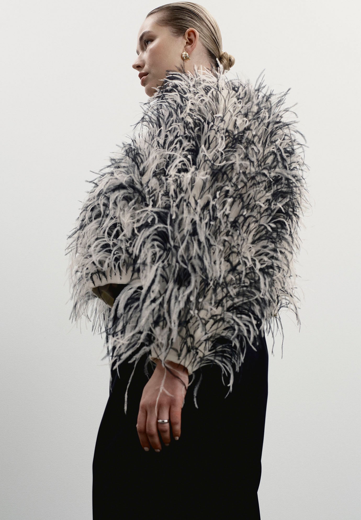 Ostrich Feather Cropped Jacket image number 2