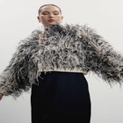 Ostrich Feather Cropped Jacket image number null