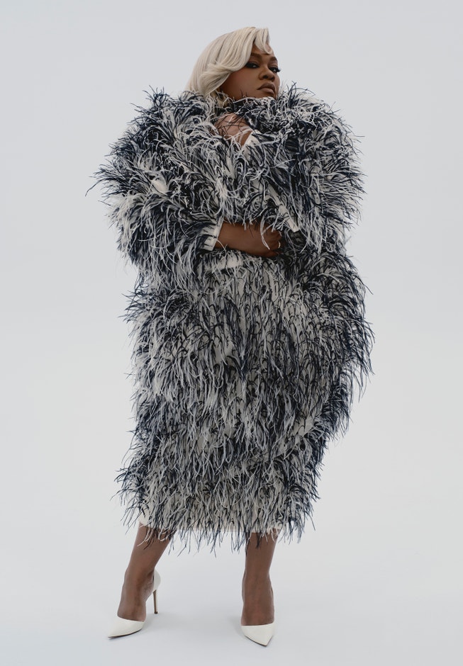 Ostrich Feather Cropped Jacket image number 5
