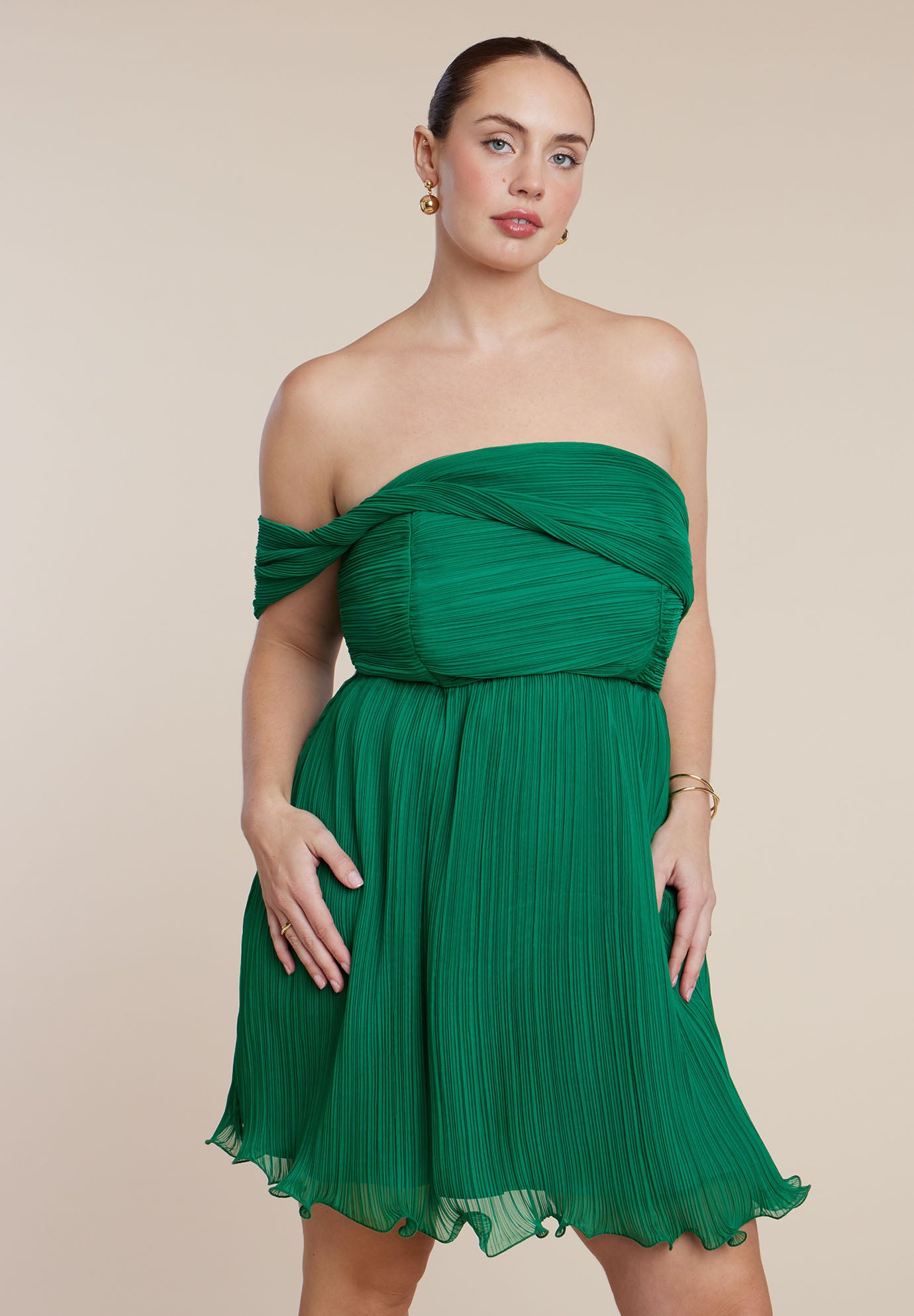 Strapless Mini Dress With Overlay image number 1