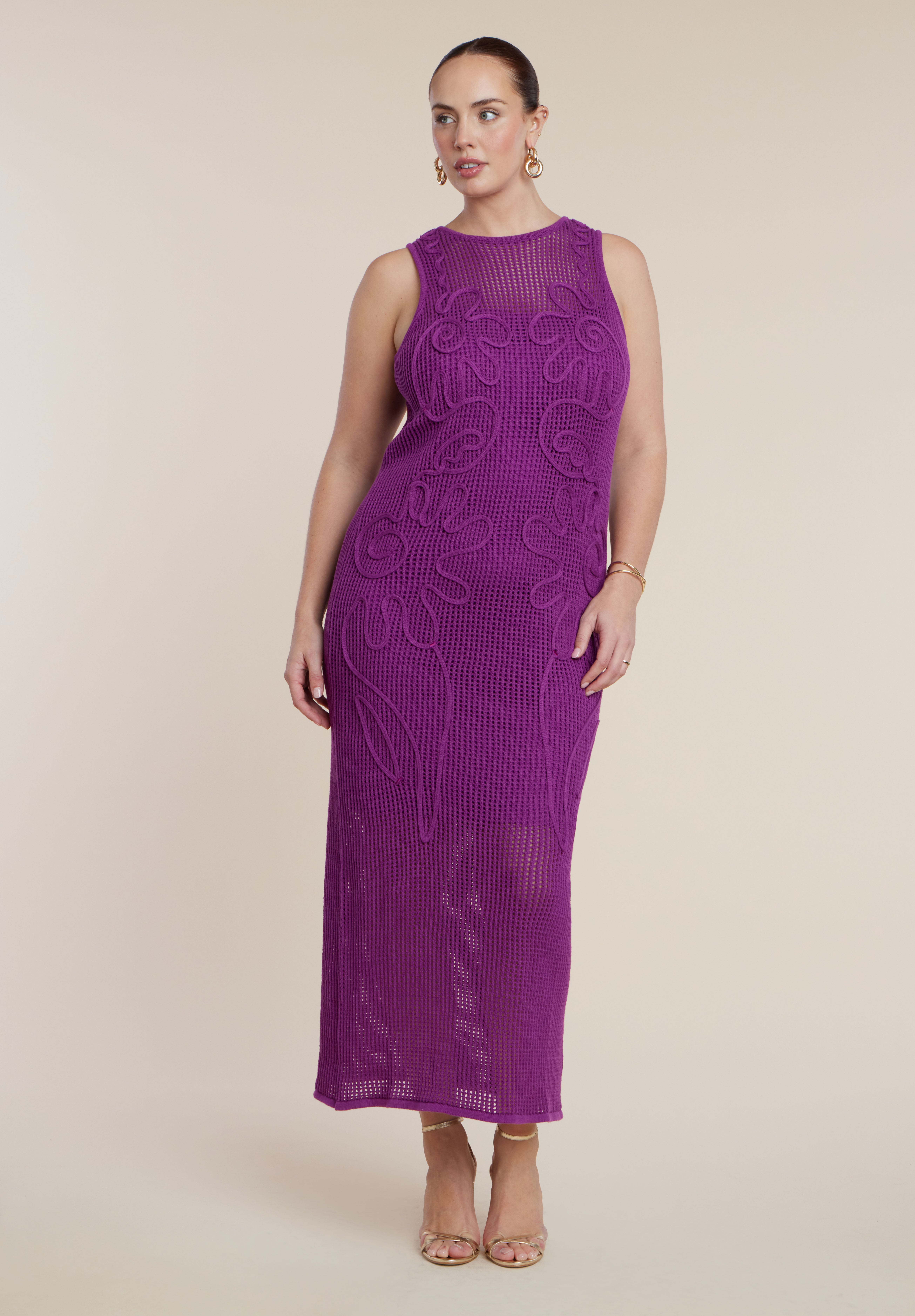 Floral Rope Knit Maxi Dresss image number 1
