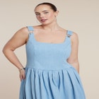 Drop-Waist Chambray Maxi Dress image number null
