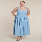 Drop-Waist Chambray Maxi Dress image number null