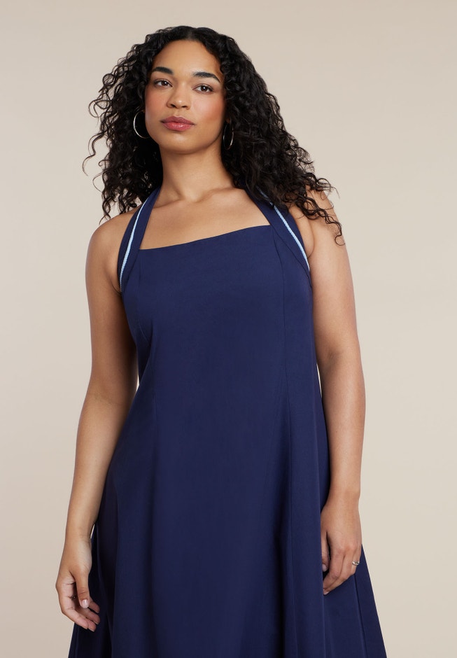 Halter Neck Poplin Midi Dress image number 3