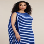 Fringe Detail Striped Knit Maxi Dress image number null