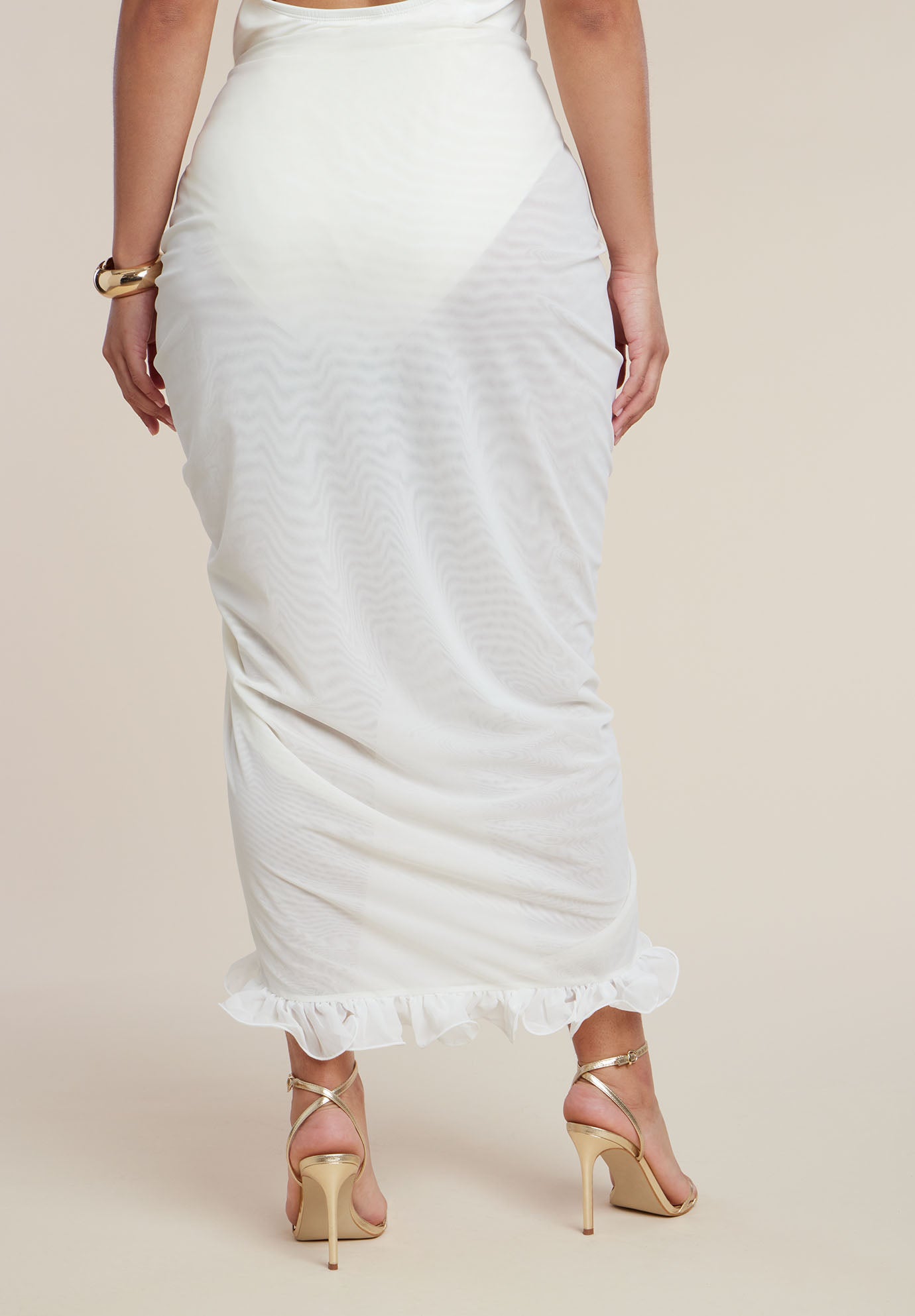 PatBO x ELOQUII Ruffled Sheer Mesh Skirt image number 3