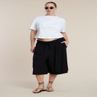 Wide-Leg Drawstring Culotte image number null