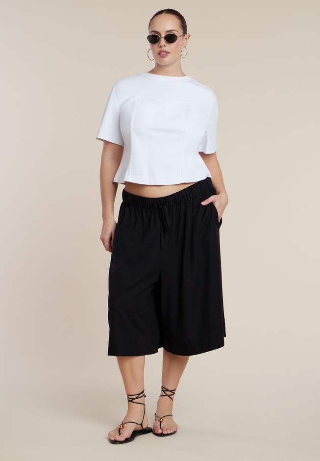 Wide-Leg Drawstring Culotte image number 3