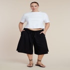 Wide-Leg Drawstring Culotte image number null
