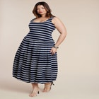 Striped Drop-Waist Bubble Maxi Dress image number null