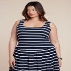 Striped Drop-Waist Bubble Maxi Dress image number null