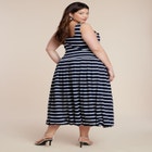 Striped Drop-Waist Bubble Maxi Dress image number null