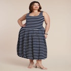 Striped Drop-Waist Bubble Maxi Dress image number null