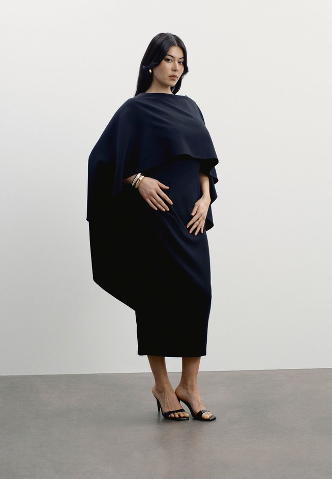 Structured Cape Midi Dress image number 1