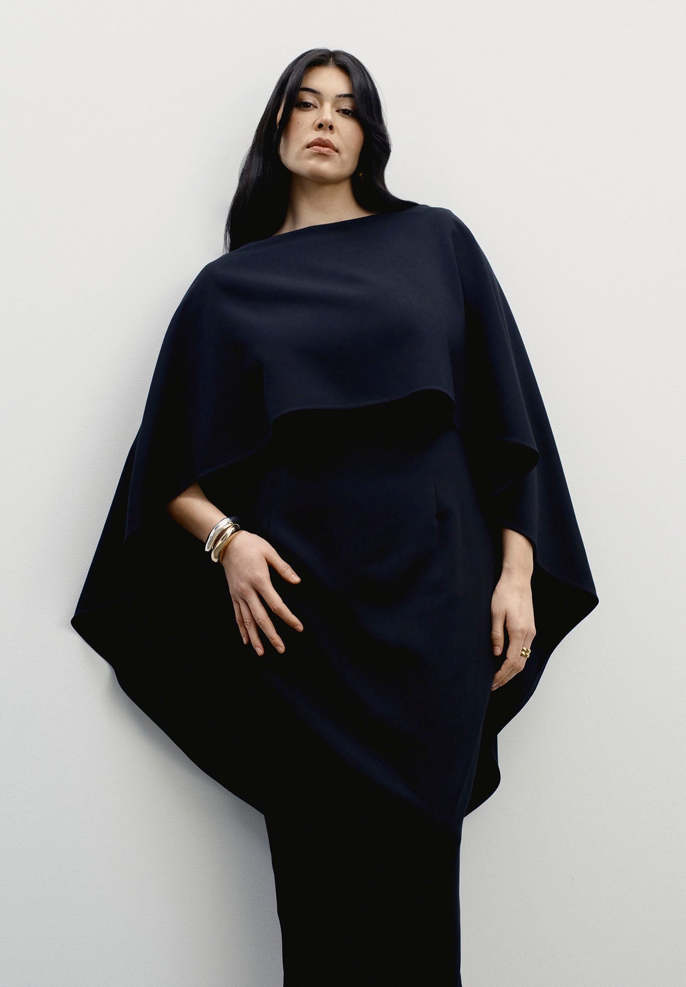 Structured Cape Midi Dress image number 2