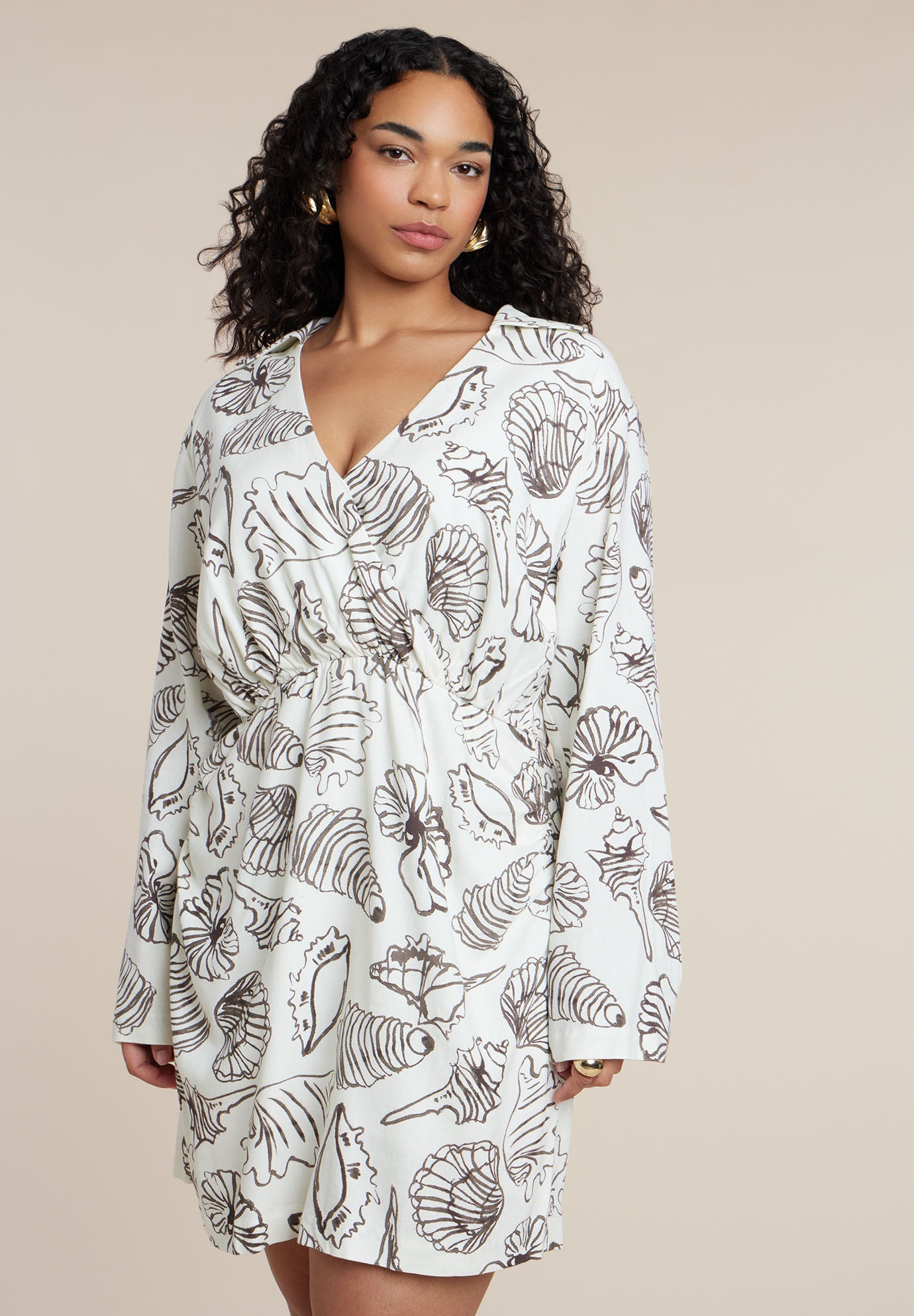 Printed Linen Mini Dress image number 3