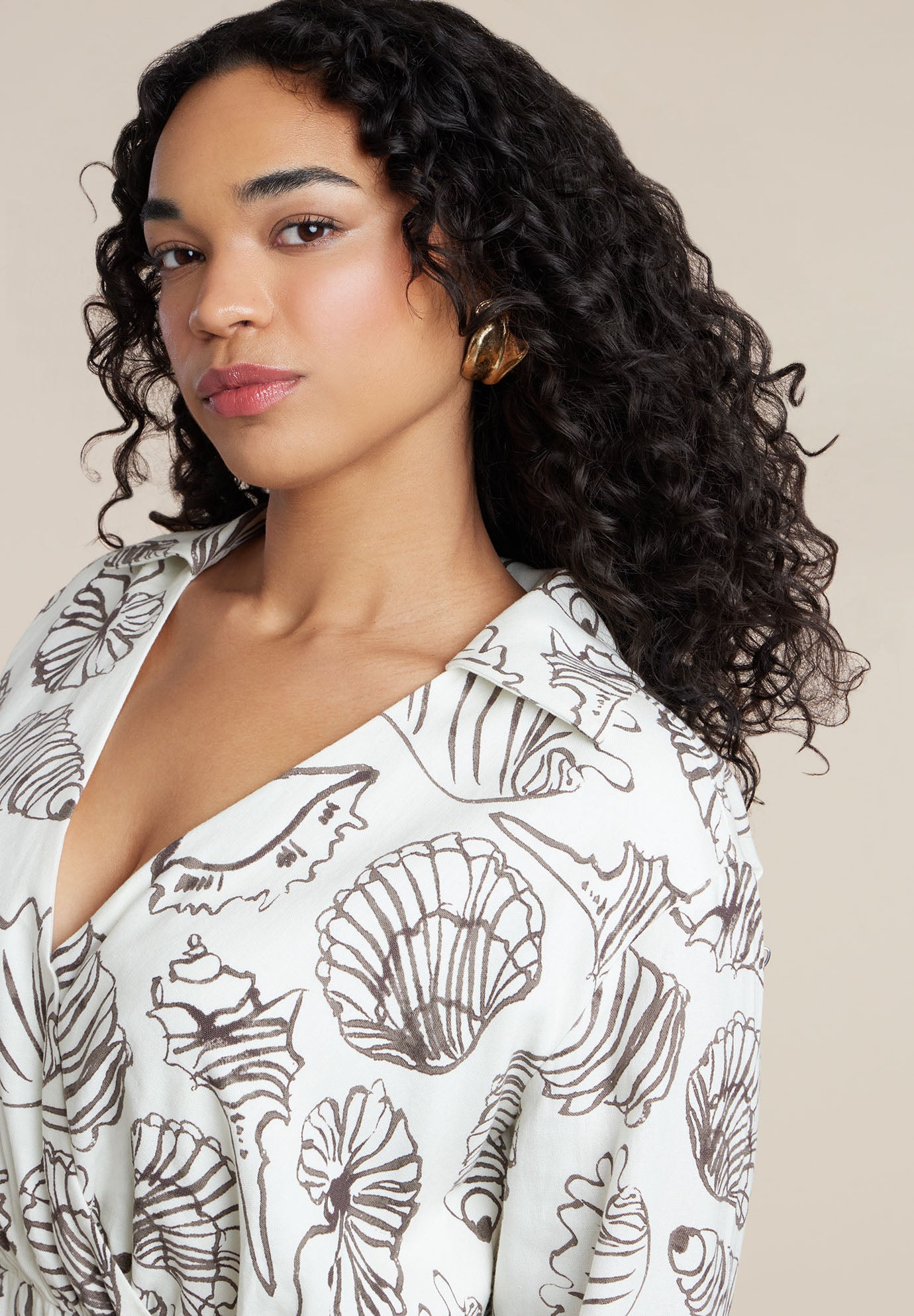 Printed Linen Mini Dress image number 4