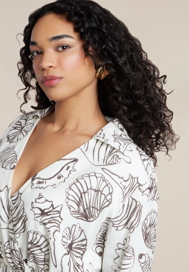 Printed Linen Mini Dress image number 4