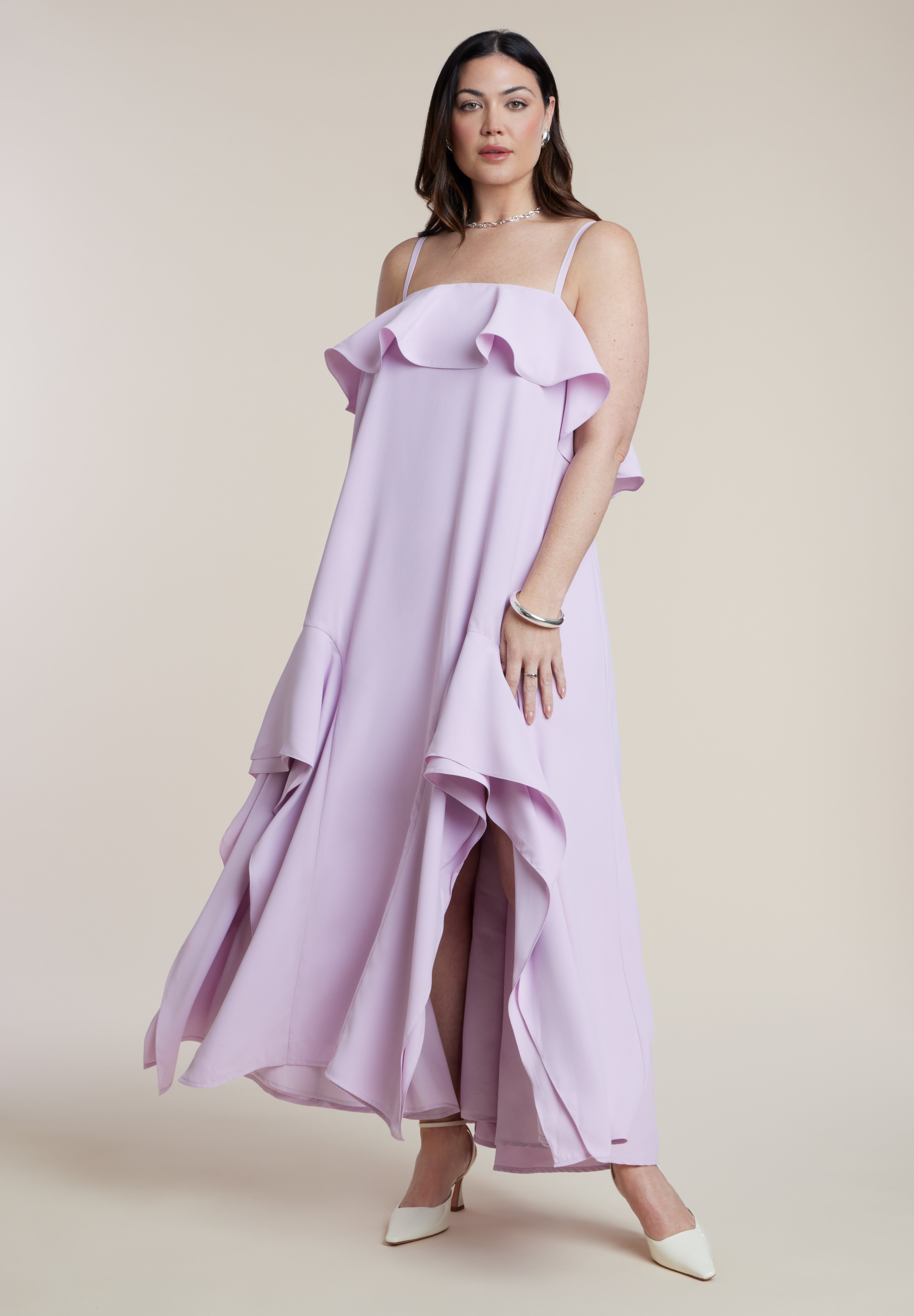 Ruffle Detail Maxi Trapeze Dress image number 1