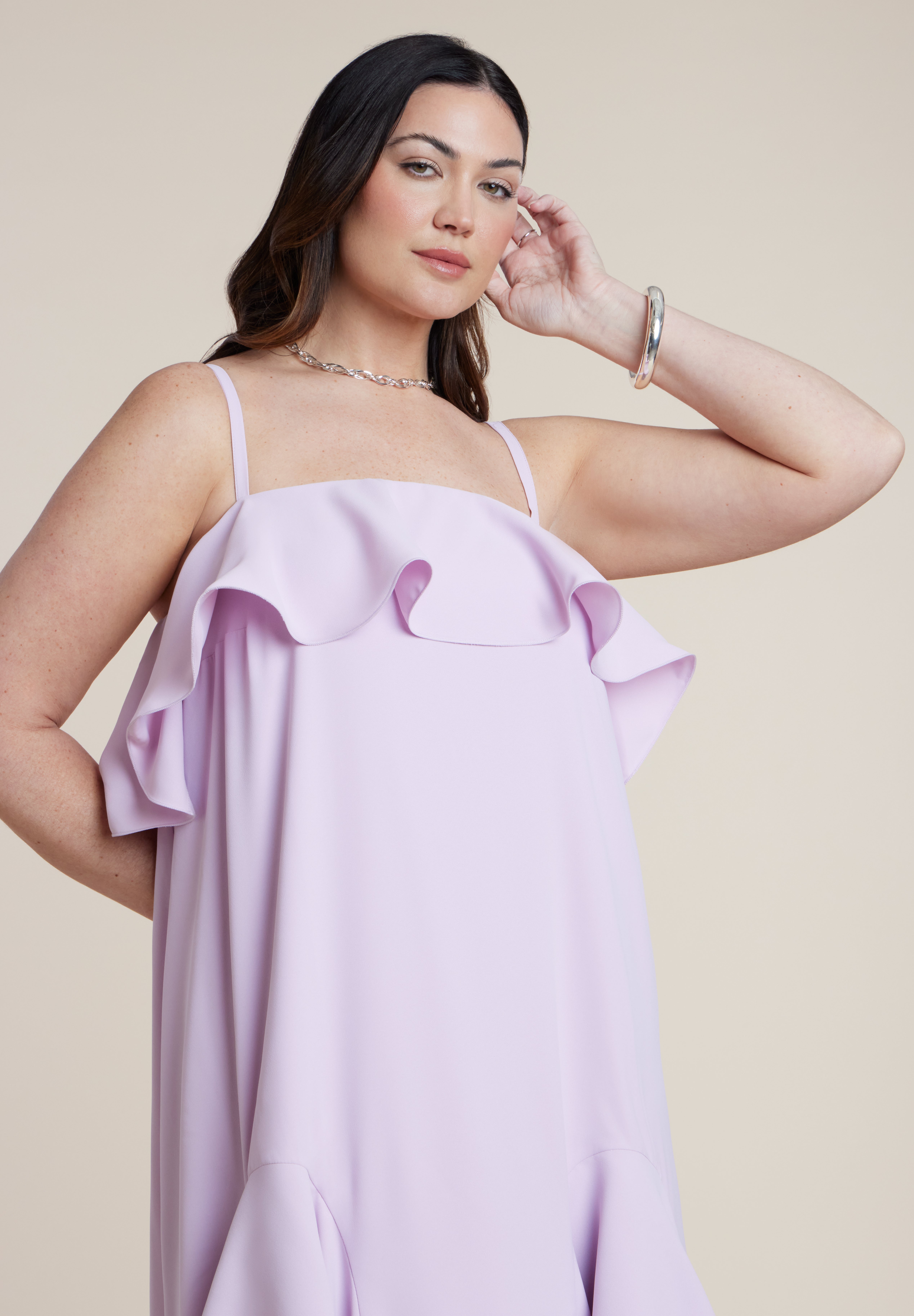 Ruffle Detail Maxi Trapeze Dress image number 3