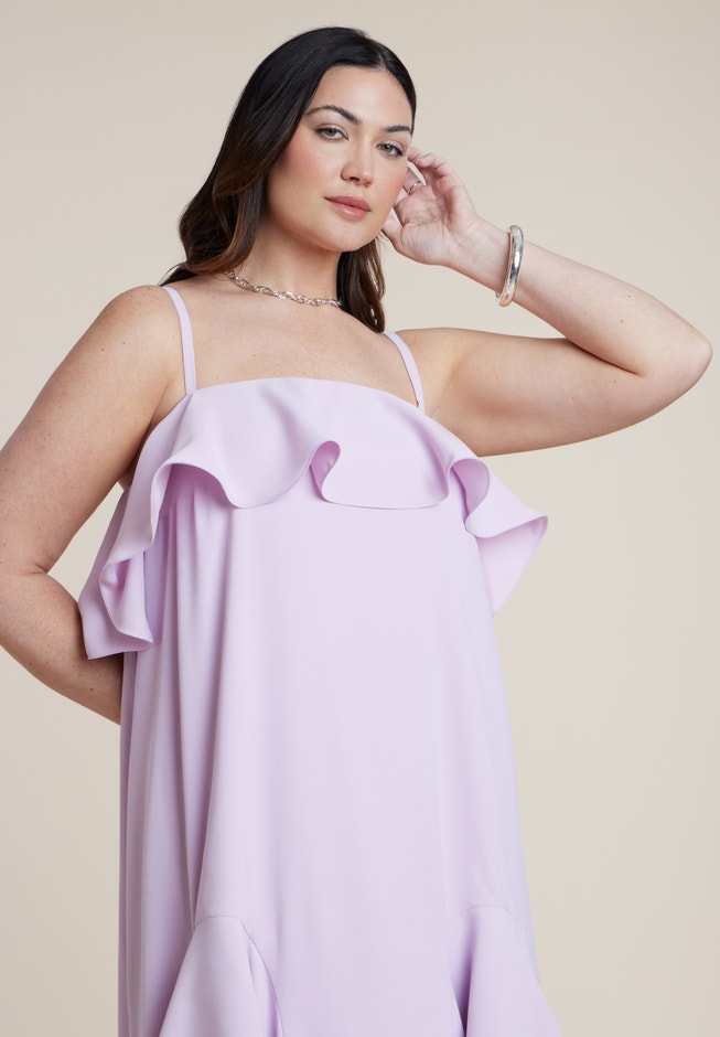 Ruffle Detail Maxi Trapeze Dress image number 3