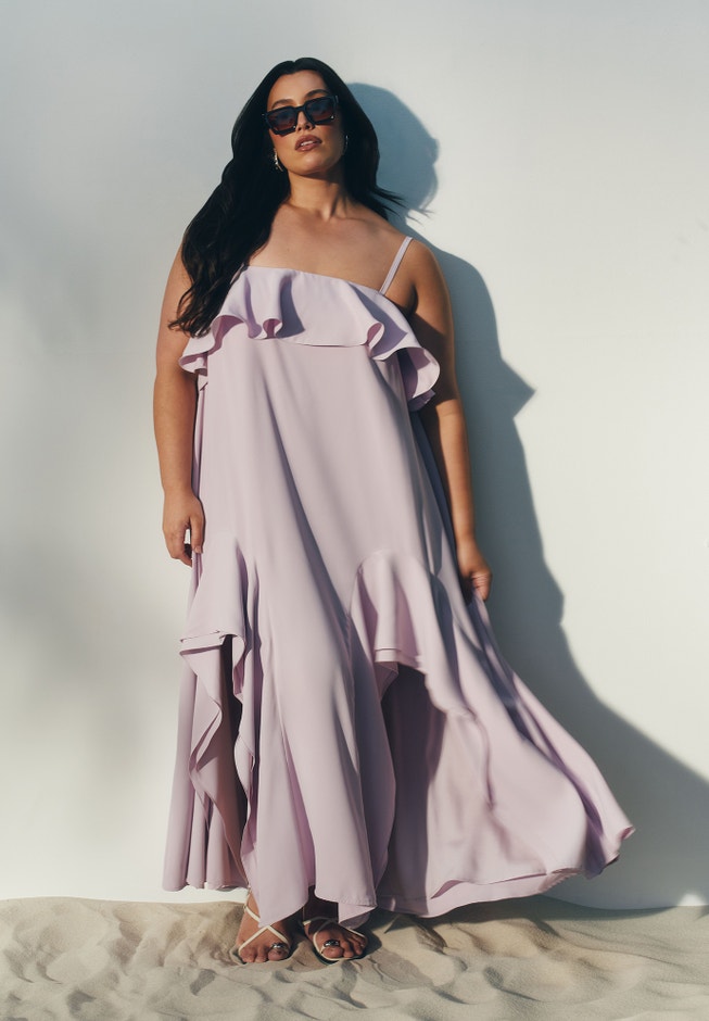Ruffle Detail Maxi Trapeze Dress | ELOQUII Ruffle Detail Maxi Trapeze Dress | ELOQUII