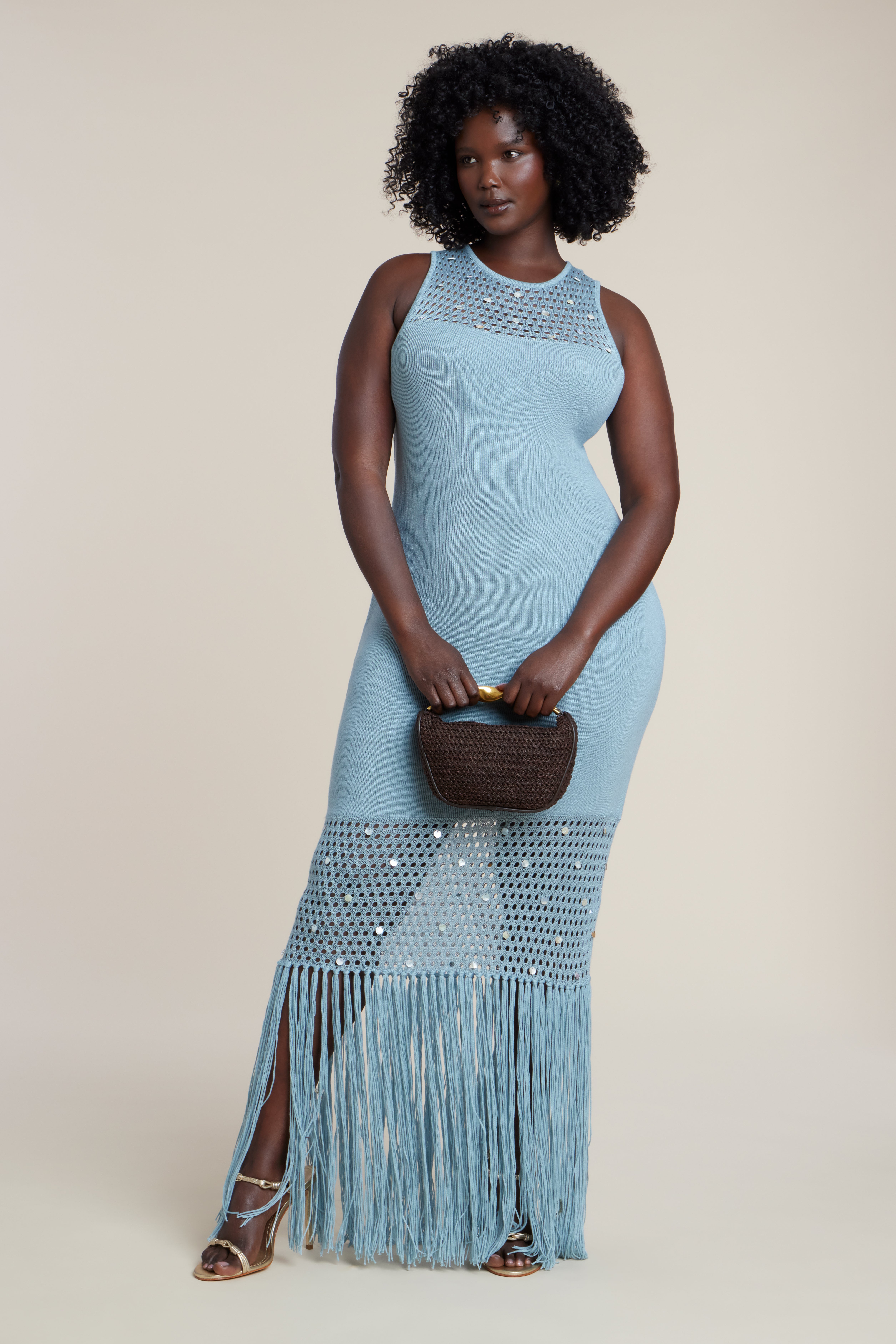 Shell Embellished Sweater Maxi Dress image number 1