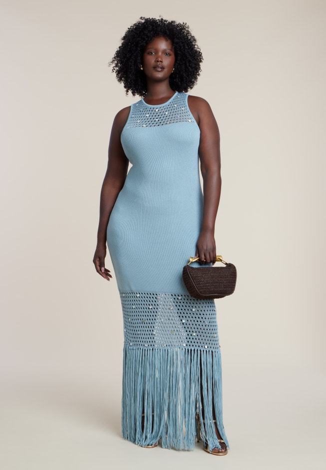 Shell Embellished Sweater Maxi Dress | ELOQUII Shell Embellished Sweater Maxi Dress | ELOQUII