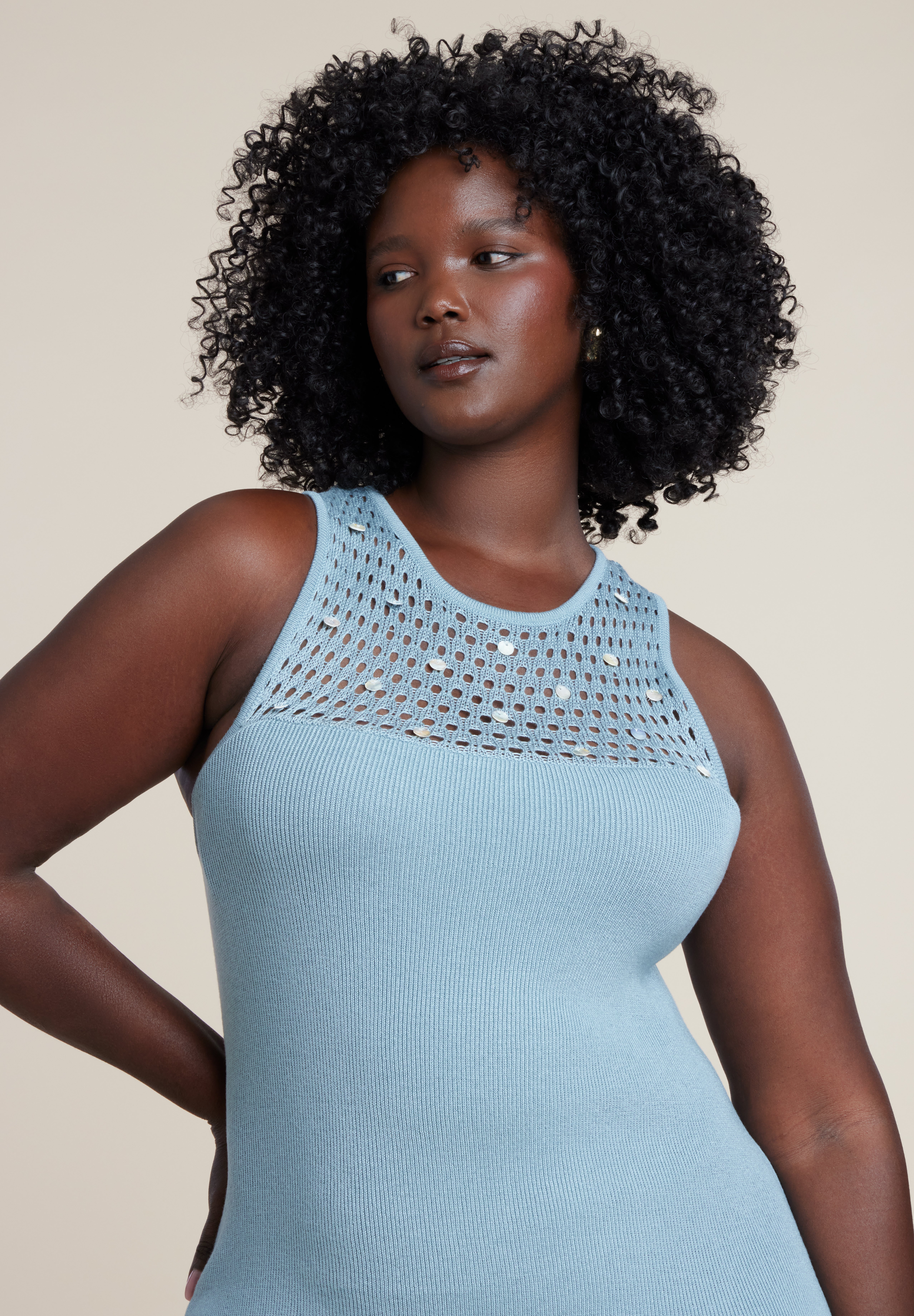 Shell Embellished Sweater Maxi Dress image number 5