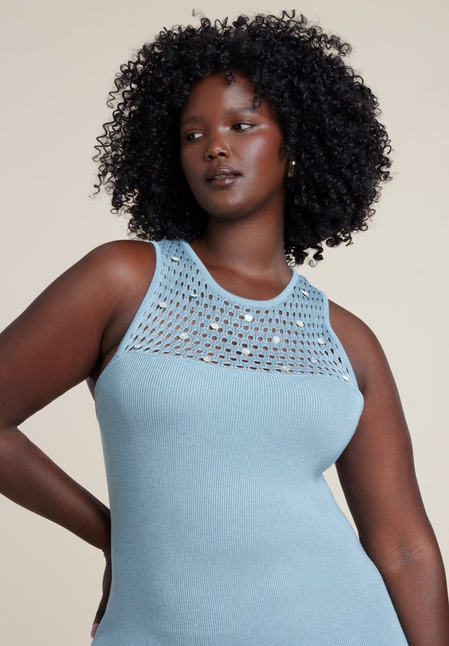 Shell Embellished Sweater Maxi Dress image number 5