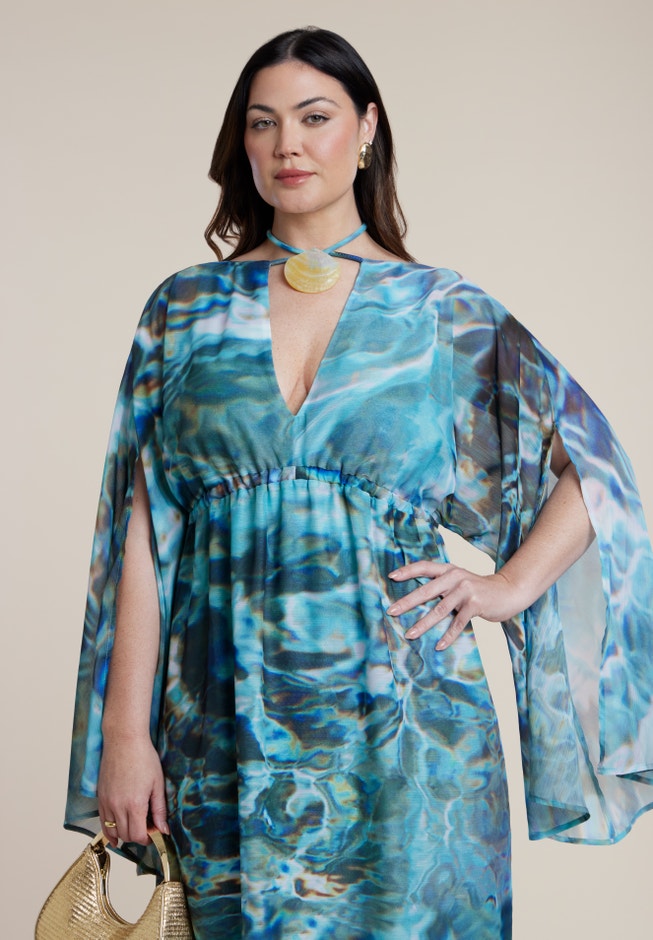 Shell Detail Wide-Sleeve Kaftan image number 3