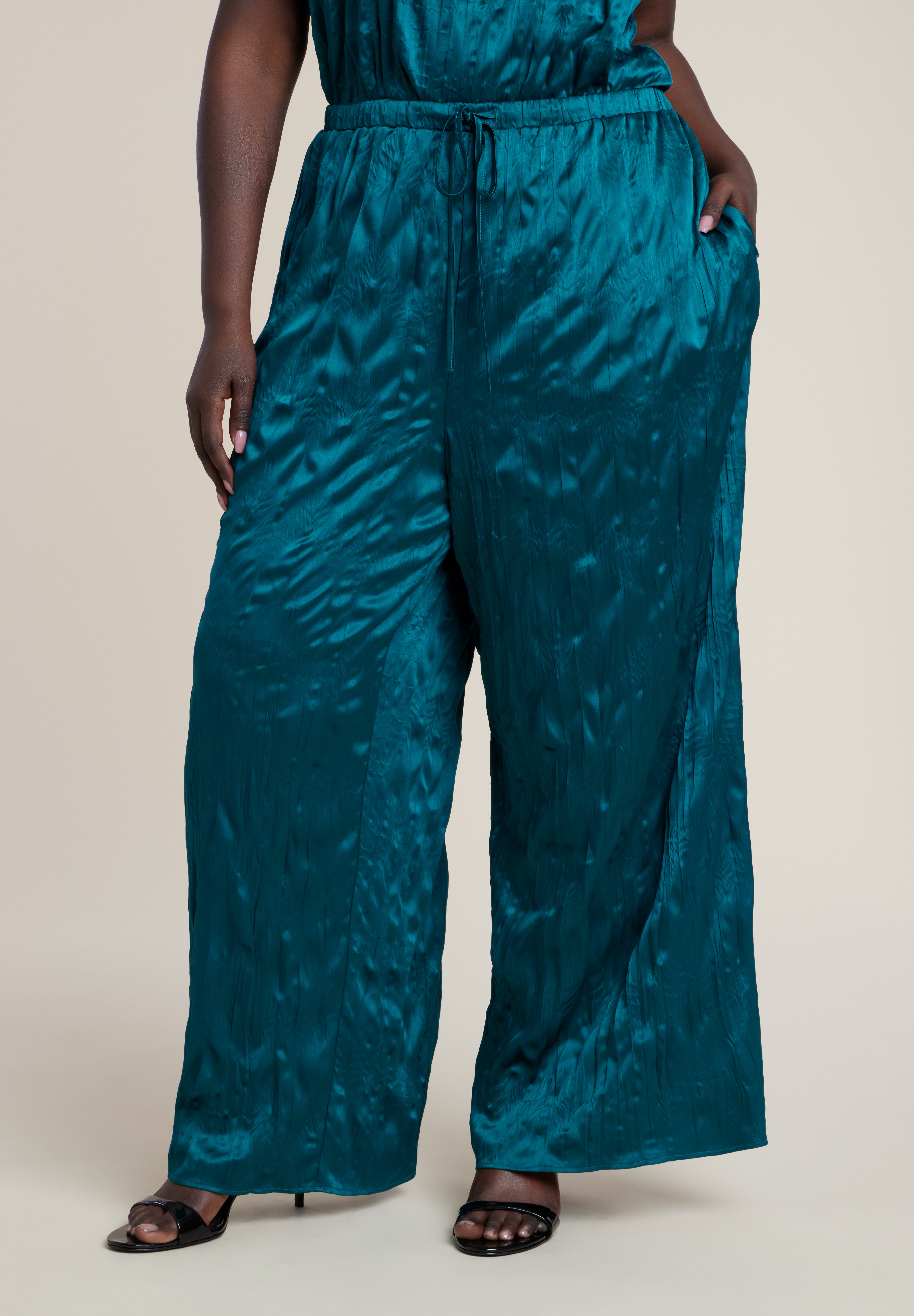 Crinkle Satin Wide-Leg Pant image number 1