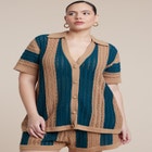 Oversized Crochet Button Up Top image number null