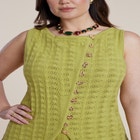 Pointelle Stitch Sweater Vest image number null