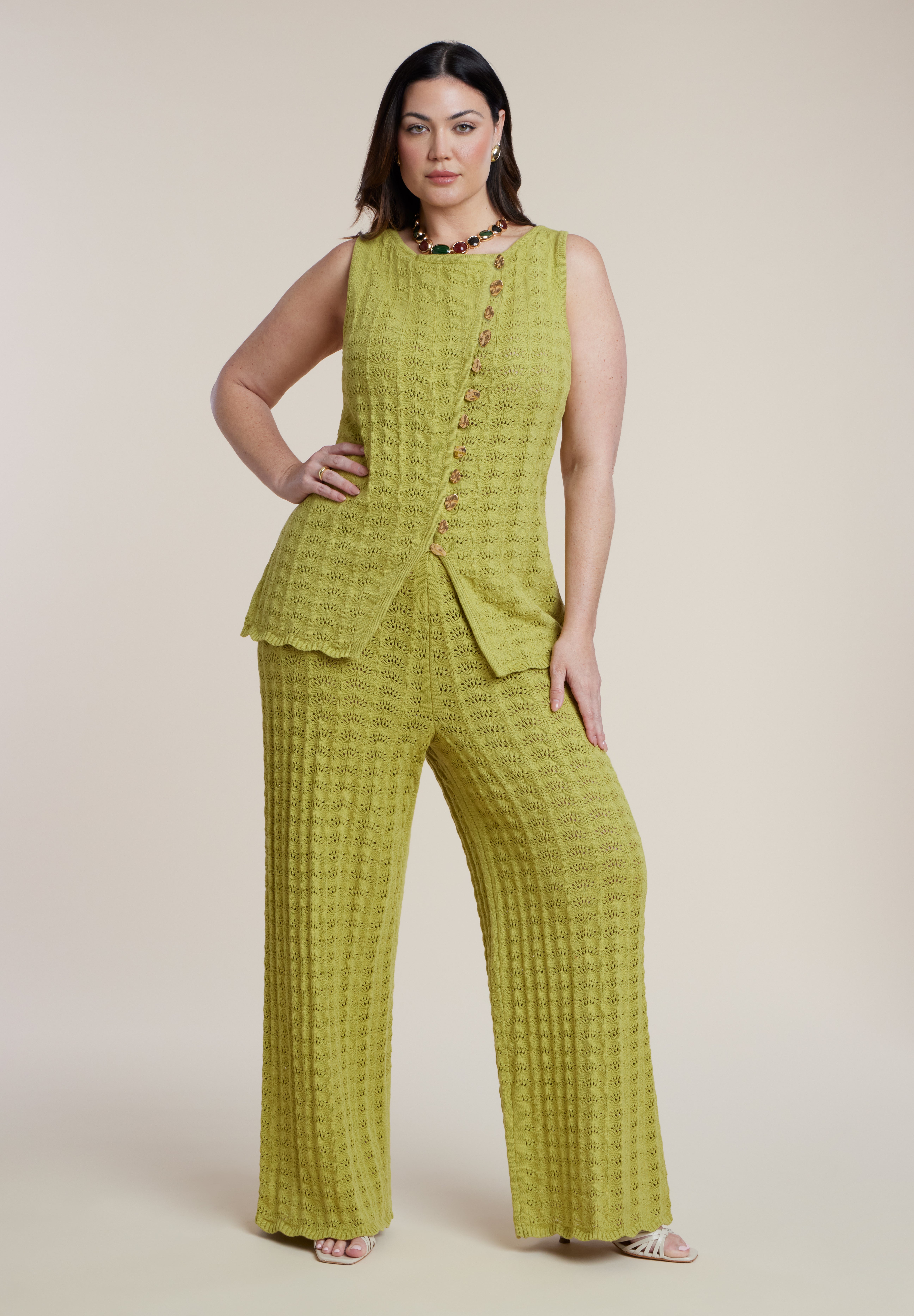Pointelle Stitch Sweater Vest image number 3