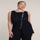Pointelle Stitch Sweater Vest image number null