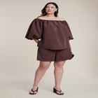 Off The Shoulder Puff Sleeve Top image number null