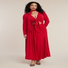 Tie Front Knit Maxi Dress image number null