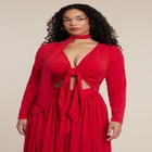 Tie Front Knit Maxi Dress image number null