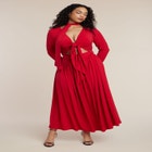 Tie Front Knit Maxi Dress image number null