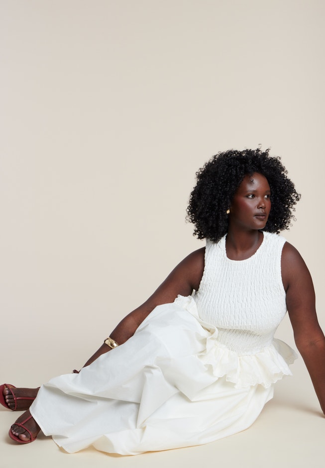 Trim Detail Peplum Midi Dress image number 4