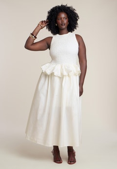 eloquii plus size formal dresses ELOQUII Women's Plus Size Popcorn Ruffle Column Dress