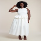 Trim Detail Peplum Midi Dress image number null