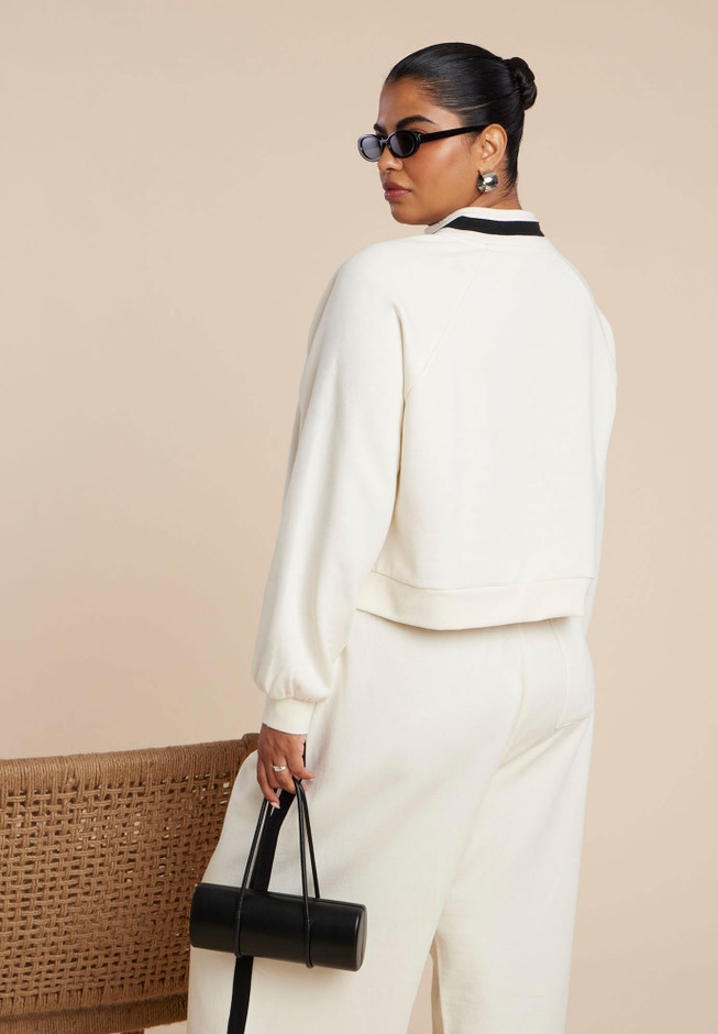 Quarter Zip Stripe Detail Sweatshirt image number 3