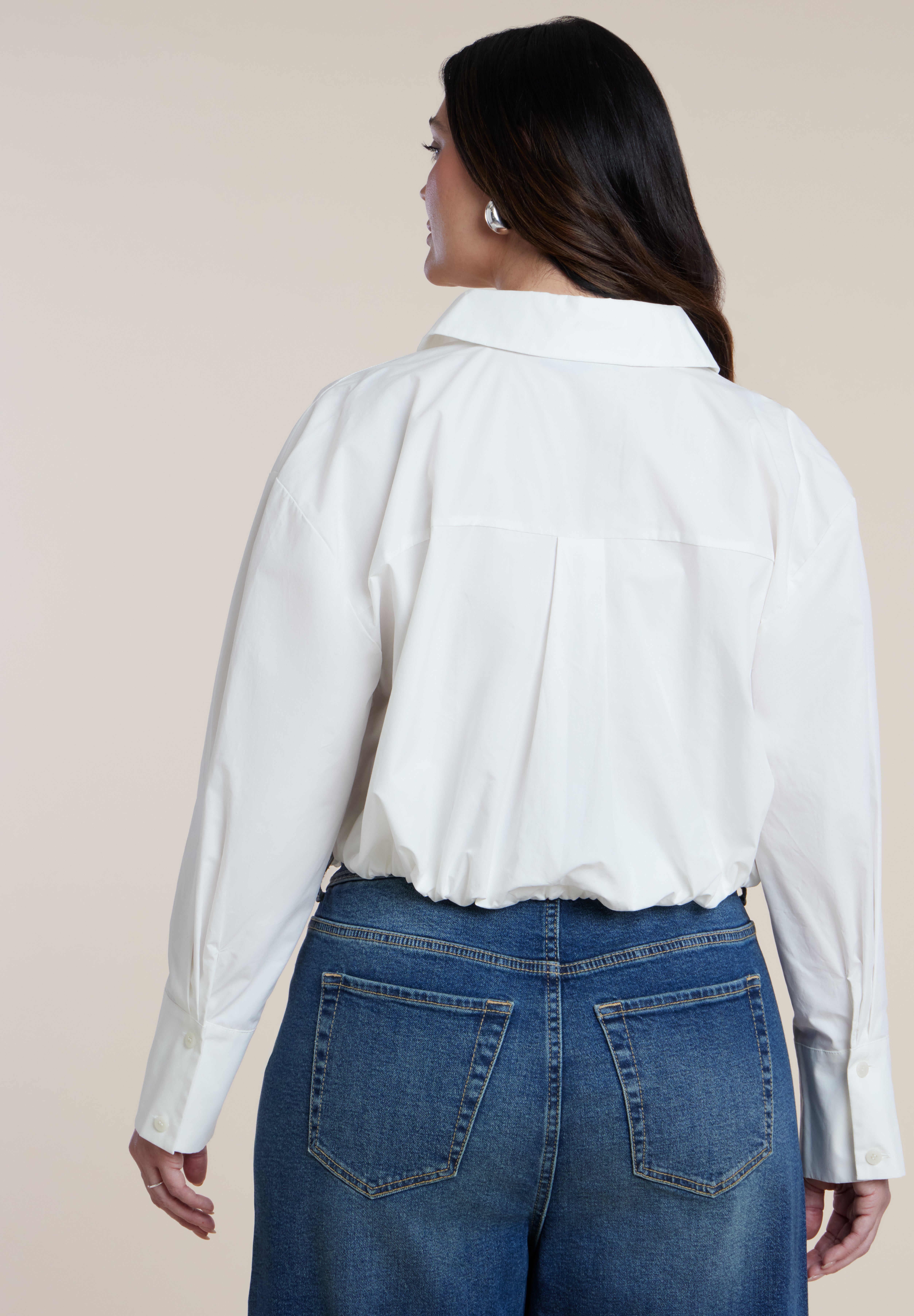 Bubble Button Up Crop Top image number 1