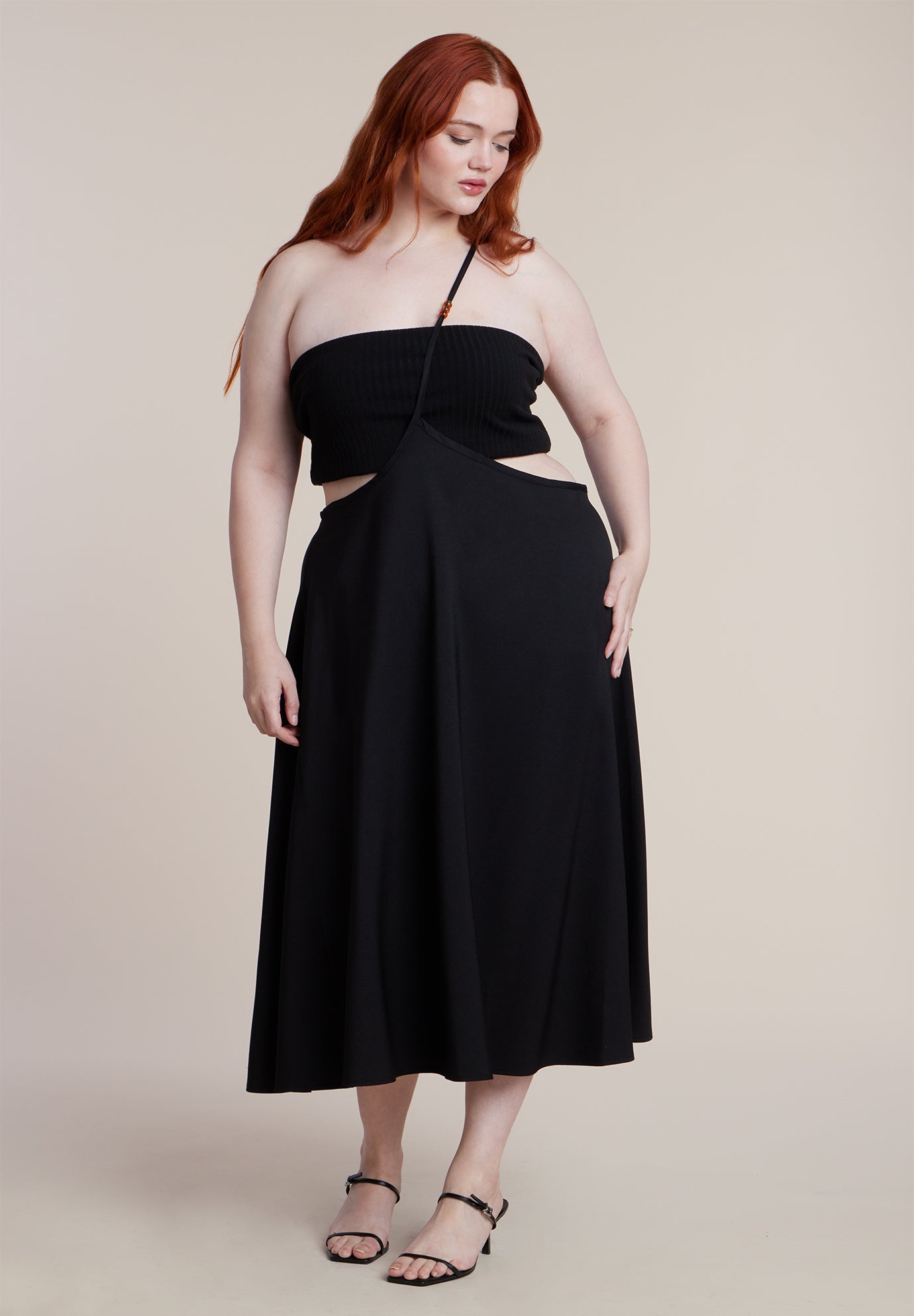 Bead-Detail Strap Midi Skirt image number 1