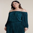 Off The Shoulder Plisse Jumpsuit image number null