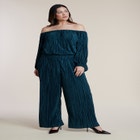 Off The Shoulder Plisse Jumpsuit image number null