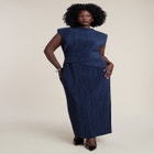 Draped Bodice Plisse Maxi Dress image number null